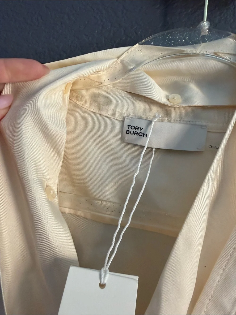 TORY BURCH • NWT silk bow blouse French cream size 2 button down top